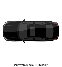 Vector illustration black sedan car top view. Generic car. Sport car