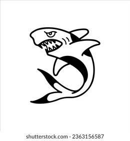 vector illustration of black shark
