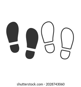 Vector illustration of black shoe print icon. vector flat design isolated on white background.