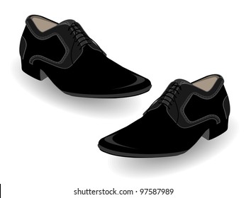 Vektorgrafik von schwarzen Schuhen für Männer, einzeln auf weiß.