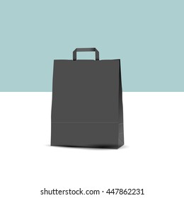 Vector illustration of black shopping paper bag