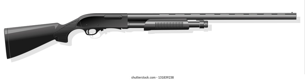 Vector illustration of a black shotgun (weapon)