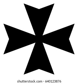 Vector illustration black sign Maltese cross icon isolated on white background.