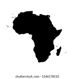 Vector illustration of black silhouette Africa. Vector map.