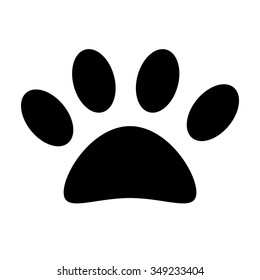 Vector illustration black silhouette of animal paw print icon. Dog footprint
