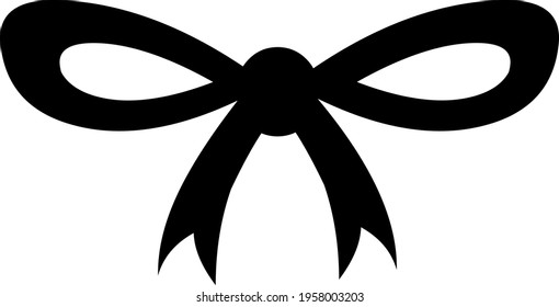 Vector illustration of a black silhouette of a bow