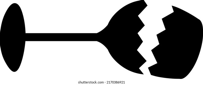  Vektorgrafik der schwarzen Silhouette eines zerbrochenen Weinglases 