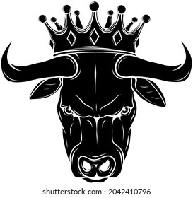 vector illustration of black silhouette Bull King