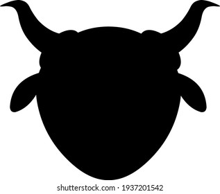 Vector illustration of black silhouette of a bull's head

