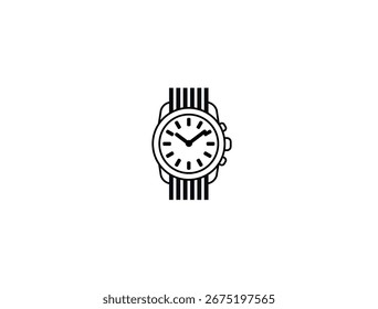 Ilustración vectorial de una silueta negra de un reloj de pulsera clásico	
