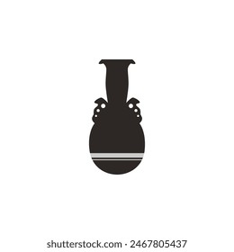 Vector illustration of the black silhouette of a classical amphora, a decorative clay vase reflecting the Greek and Roman heritage, are ideal for museum graphics.