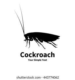 Vector Illustration Of A Black Silhouette Of A Cockroach Isolated On White Background. Cockroach Side View Profile. The Insect Lives In The House. Logo Icon Roach.