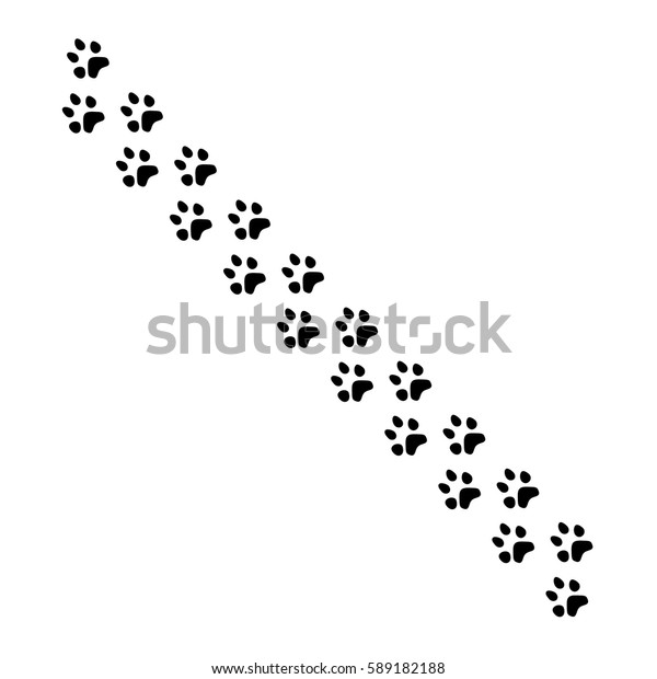 Vector Illustration Black Silhouette Dog Footprints Stock Vector ...