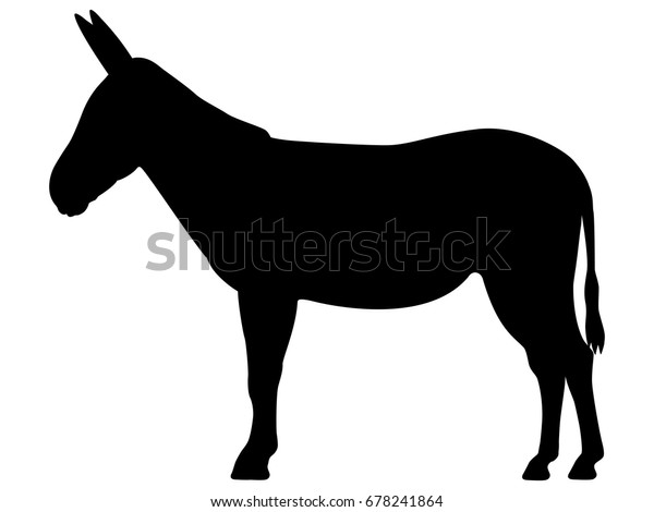 Vector Illustration Black Silhouette Donkey Isolated Stock Vector ...