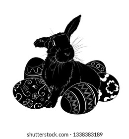 Vector illustration. Black silhouette of an Easter Bunny.EPS 8