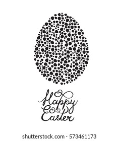 Vector illustration of a black silhouette of Easter egg with text 'Happy Easter'