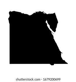 Imagen vectorial de la silueta negra Egipto. Mapa vectorial.