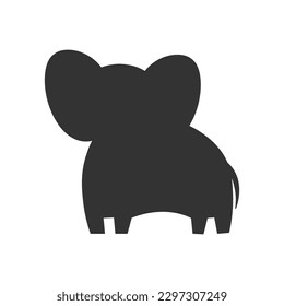 Vektorgrafik eines schwarzen Silhouette-Elefanten. Einziger weißer Hintergrund. Symbol Elefantenseitenansicht Profil. EPS