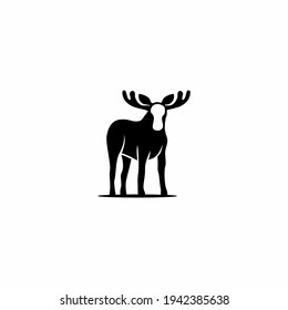 Vector illustration of a black silhouette of an elk logo