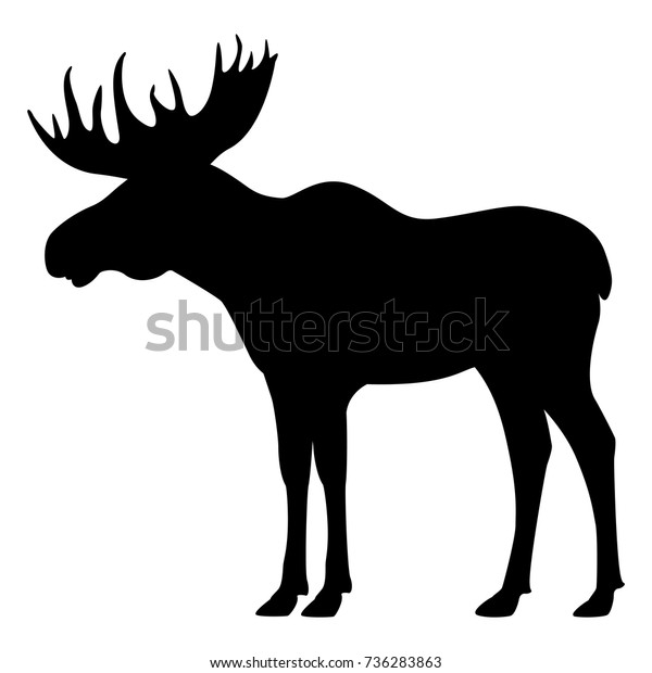 Vector Illustration Black Silhouette Elk Isolated Stock Vector (Royalty