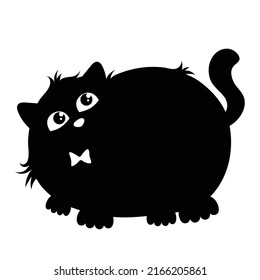 Vector illustration. Black silhouette of a fat cat, highlighted on a white background. EPS 8