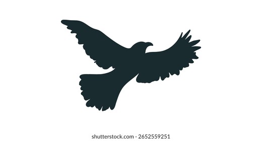 vector illustration black silhouette of a flying bird with wide open wings