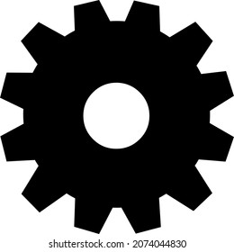 Vector illustration of black silhouette of a gear