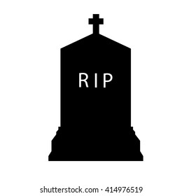 Vector illustration black silhouette gravestone. Tombstone icon. 