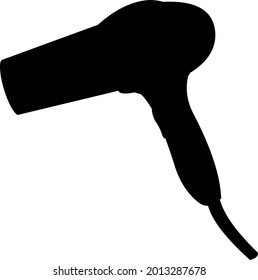 Vector illustration of the black silhouette of a hair dryer