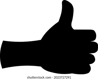 Vector illustration of black silhouette of a hand with thumb up