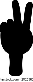 Vektorgrafik der schwarzen Silhouette einer Hand, die das Symbol des Friedens und der Liebe oder des Sieges macht
