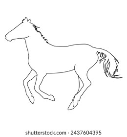 vector illustration of a black silhouette of a horse isolated on a white background. The theme of equestrian sports, animal husbandry and veterinary medicine
