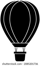 Ilustración vectorial de una silueta negra. Silhouette de un globo de aire caliente. Transporte aéreo para viajes.