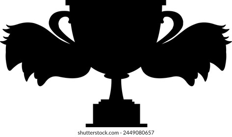 vector illustration black silhouette icon winged trophy cup angel wings