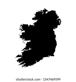 Vector illustration of black silhouette Ireland. Vector map.