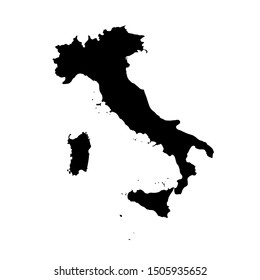 Vector illustration of black silhouette Italy map. 