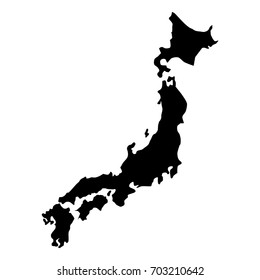 Vector illustration black silhouette of Japan map.
