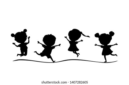 Kids jumping silhouette Images, Stock Photos & Vectors | Shutterstock