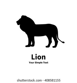 Vector illustration of black silhouette of a lion. Drawing, image isolated on a white background. Lion logo icon. Side view of the profile.