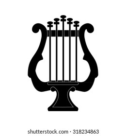 Vector illustration black silhouette lyre or harp. Music instrument