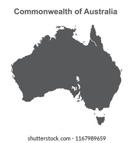 Vector illustration black silhouette map of Australia isolated on white background.