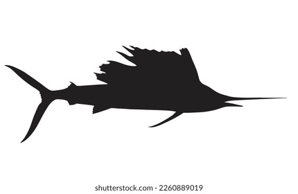 Ilustración vectorial del pez Marlin de la silueta negra
