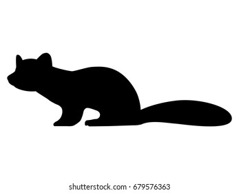 Vector illustration of a black silhouette marten. Isolated white background. Icon marten side view profile.