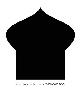 Vector illustration of a black silhouette of a mosque. Illustration of a prayer room icon, simple mosque. Graphic design elements with a religious theme. Islamic ornament