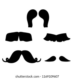 Vector illustration, black silhouette mustache set. For no shave November. Can be used for funny greeting cards, announcements, banners, stickers.