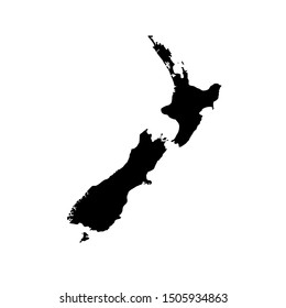 Vector illustration of black silhouette New Zealand map. 