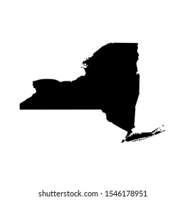 Vector illustration of black silhouette New York State. Vector map.

