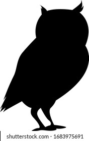 Vector illustration, black silhouette on white background, animal owl.