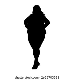 Ilustração vetorial. Silhueta preta sobre um fundo branco de uma pessoa. Empresária.
