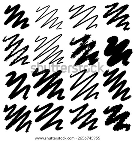 Vector illustration. Black silhouette on white background. Paint strokes